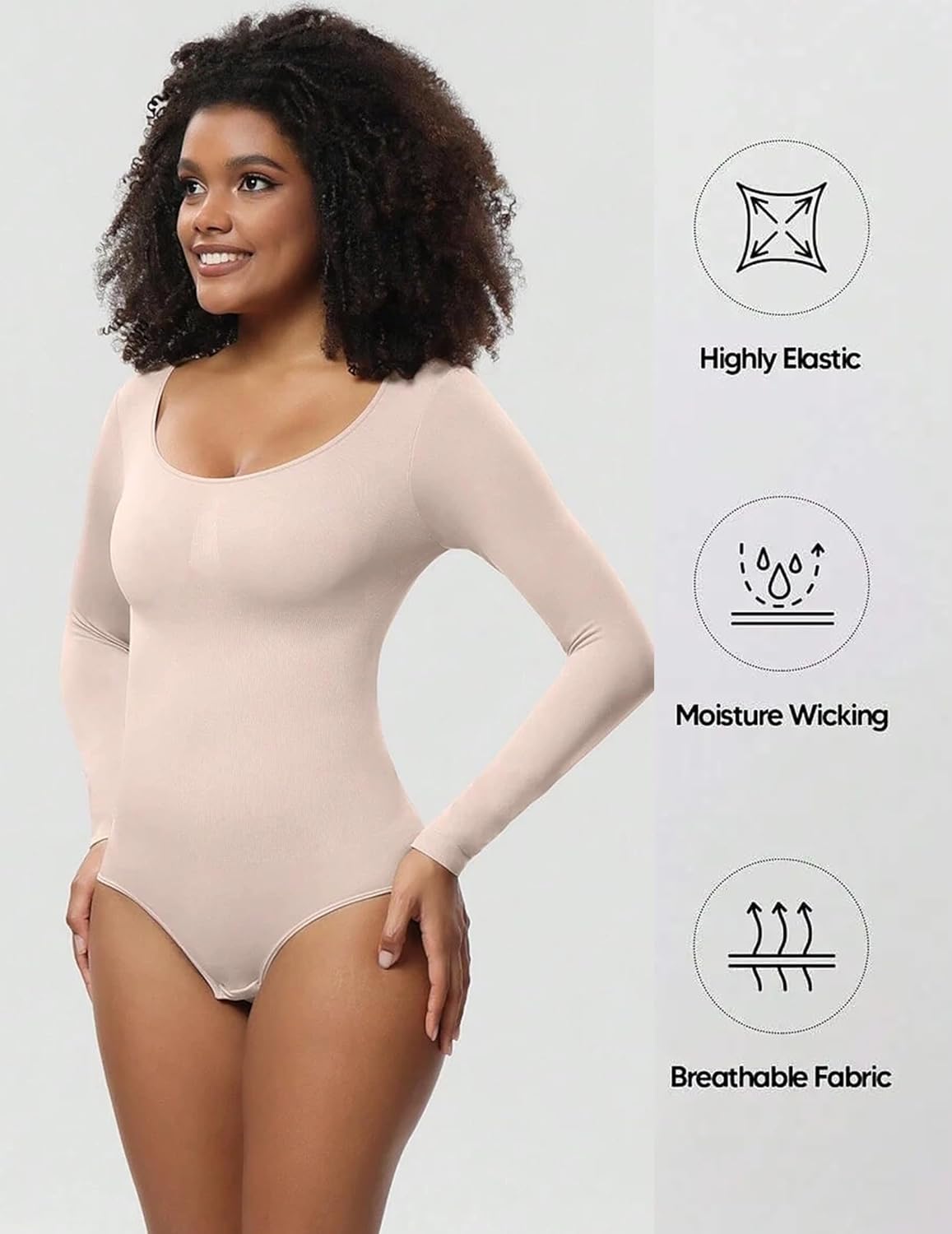 Avidlove Bodysuit for Crew Neck Long Sleeve Tops Shapewear Tummy Control Seamless Shaper