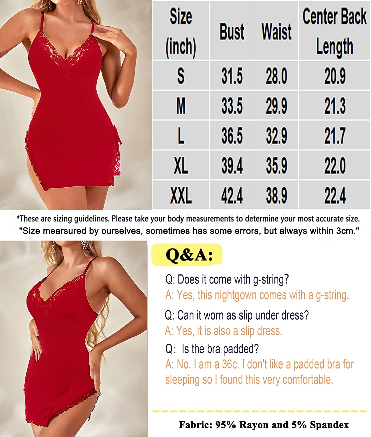 Avidlove Chemise Nightgown Nighty Modal Slip Lingerie Nightgowns Lace Side Slit Sleepwear S-XXL