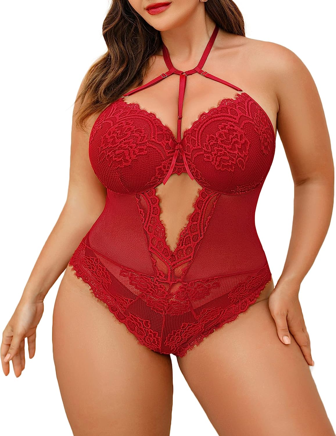 Avidlove Plus Size Lingerie for Lace Bodysuit Teddy Lingerie One Piece Babydoll