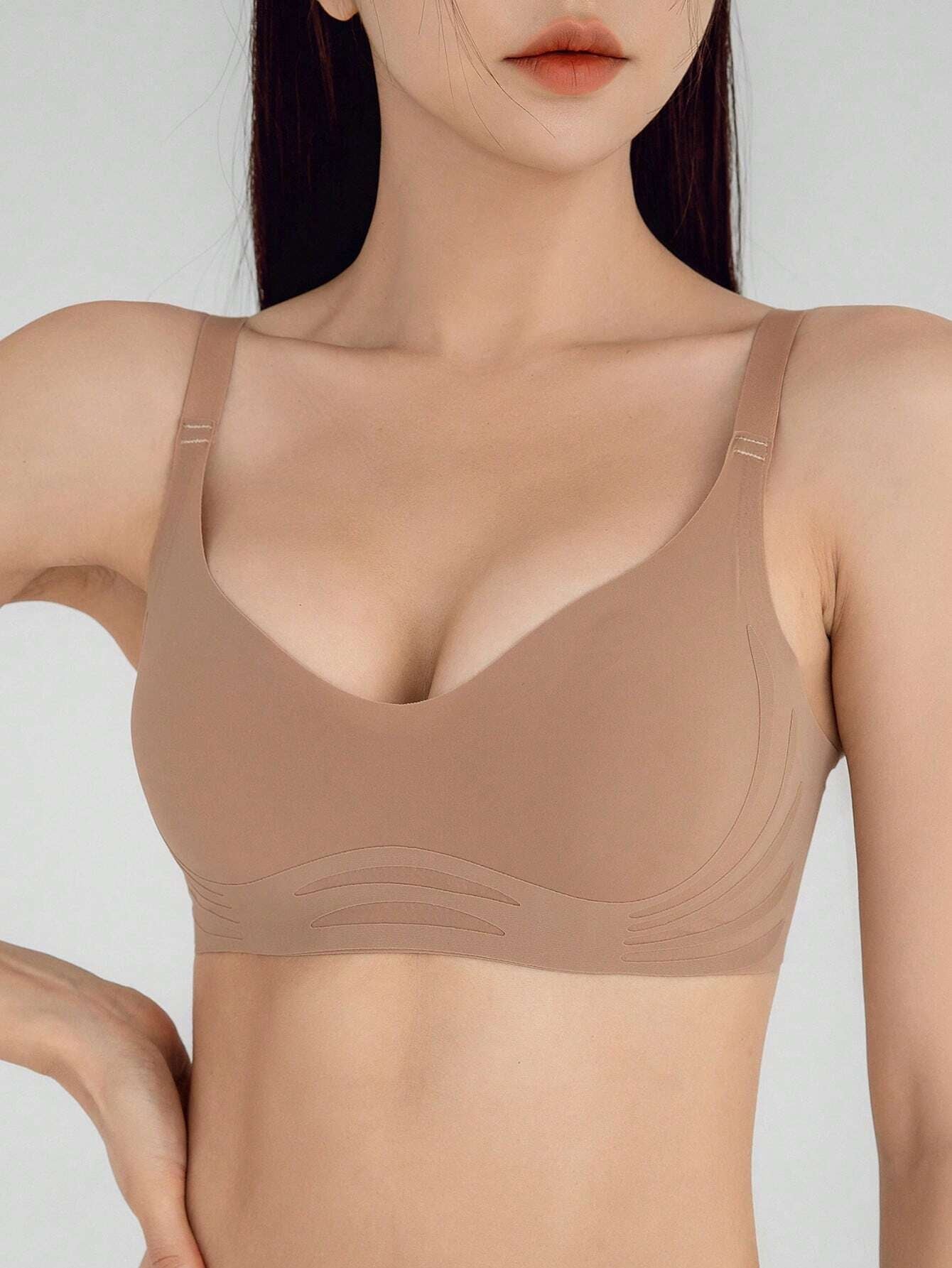 Wide Straps Solid Wireless Bra