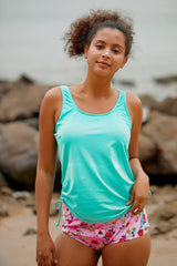Floral Print Sporty U Collar Tankini