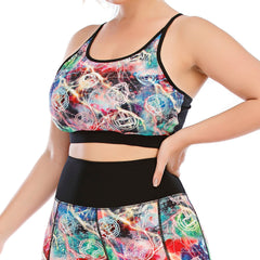 Plus Size Printed Workout Tops for Adjustable Shoulder Strap