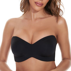 Plus Size Non-Slip Strapless Invisible Wirefree Bra Black