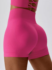 Seamless Rib Tummy Control Yoga Shorts