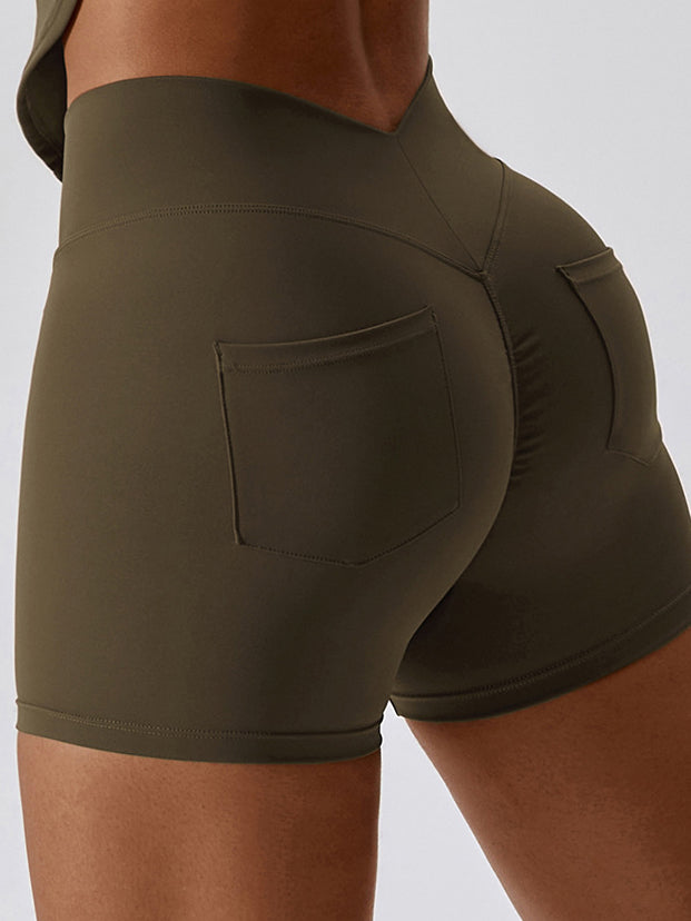 Back V Pocket Srcunch Yoga Shorts