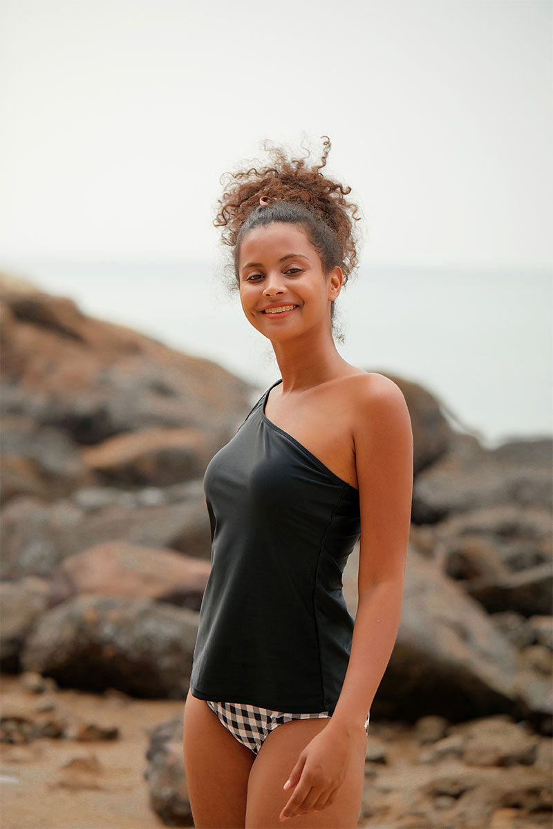 Revneu  Tartan One Shoulder Classic Tankini