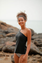 Revneu  Tartan One Shoulder Classic Tankini