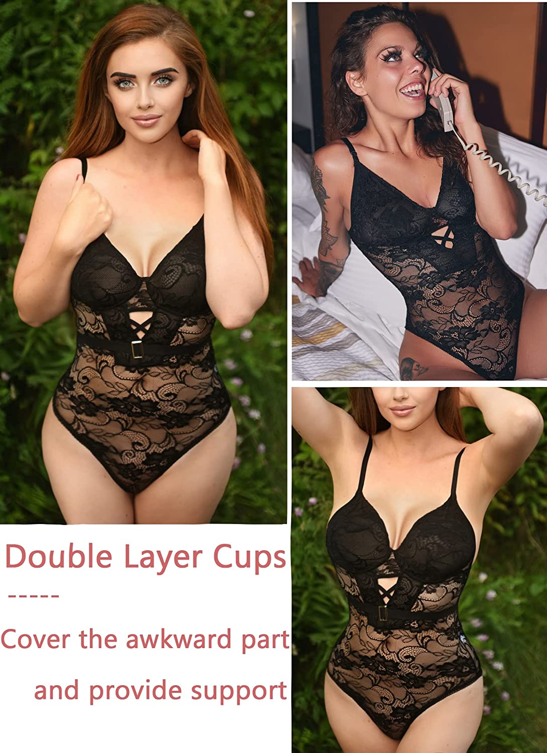 Avidlove Bodysuit for Snap Crotch Lingerie Sheer Mesh Babydoll Naughty One Piece Teddy Sleepwear