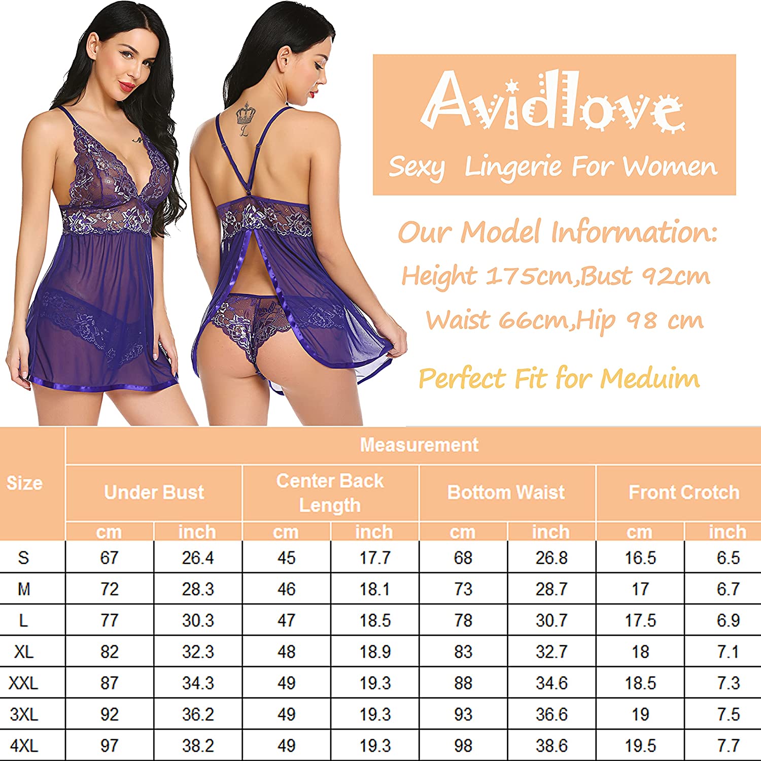 Avidlove Plus Size Lingerie for Mesh Babydoll Chemise Lace Pregnant Boudoir Outfits