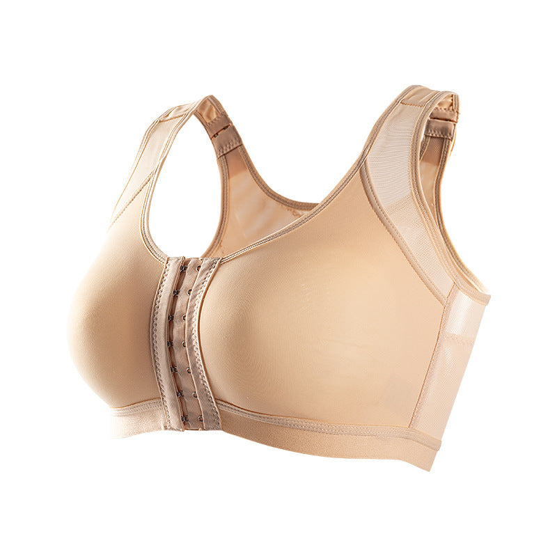 Plus Size Front Closure Adjustable Sports Wireless Bra for Post-Operation Support