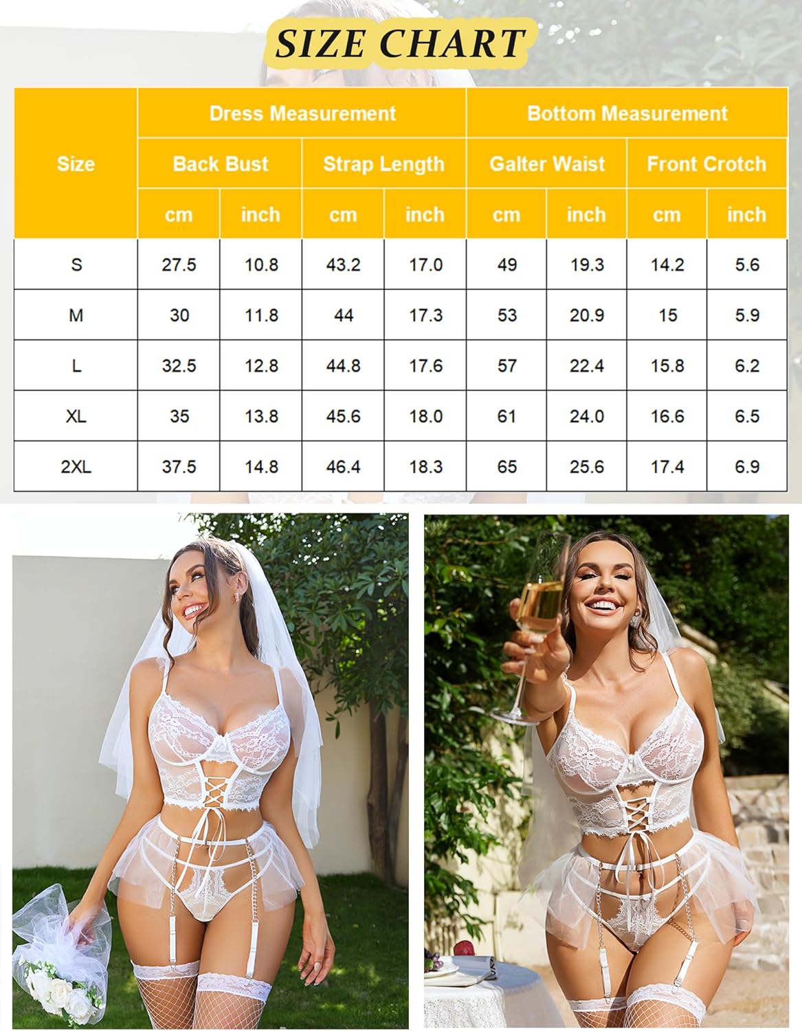 Avidlove Lingerie Sets Garter Sets 3 Piece Underwire Bra and Panty Sets With Mesh Mini Skirts S-XXL