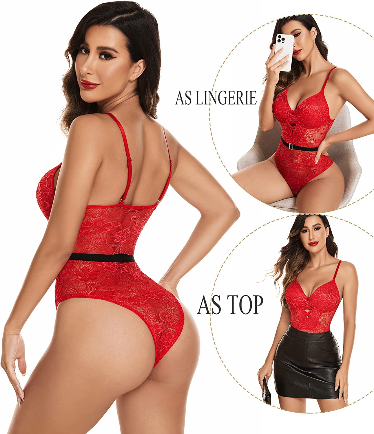 Avidlove Bodysuit for Snap Crotch Lingerie Sheer Mesh Babydoll Naughty One Piece Teddy Sleepwear