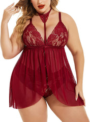 Avidlove Plus Size Lingerie For Lace Babydoll Mesh Choker Sleepwear L-5XL