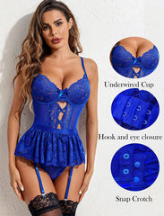 Avidlove Garter Lingerie Set Lace Strappy Teddy Underwired Naughty Bodysuit Exotic One Piece Babydoll