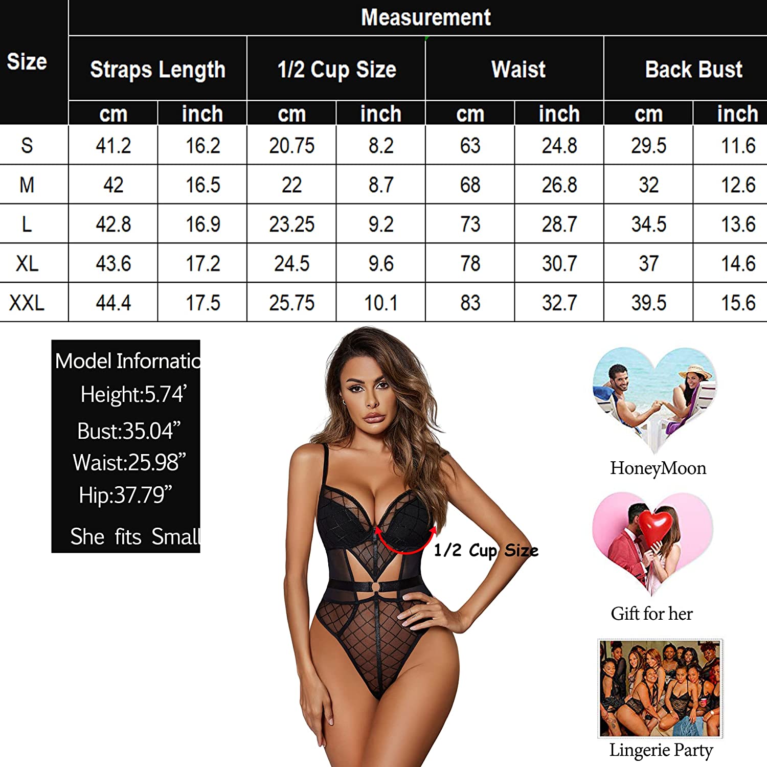 Avidlove One Piece Lingerie Mesh Bodysuit Underwire Cut out Teddy