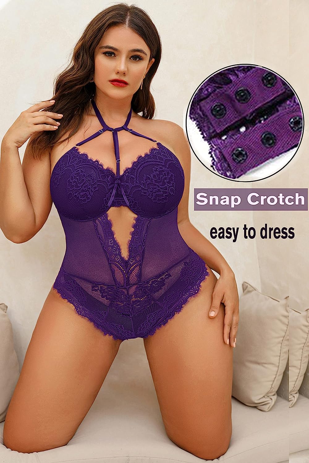 Avidlove Plus Size Lingerie for Lace Bodysuit Teddy Lingerie One Piece Babydoll