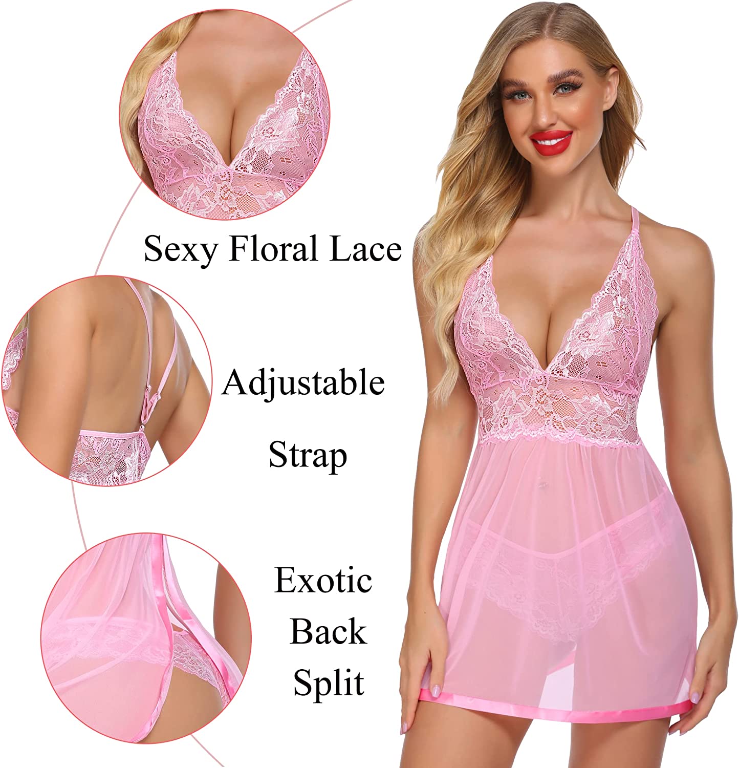 Avidlove Plus Size Lingerie for Mesh Babydoll Chemise Lace Pregnant Boudoir Outfits