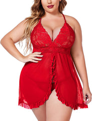 Avidlove Plus Size Lingerie for Lace Babydoll Nighty Mesh Sleepwear