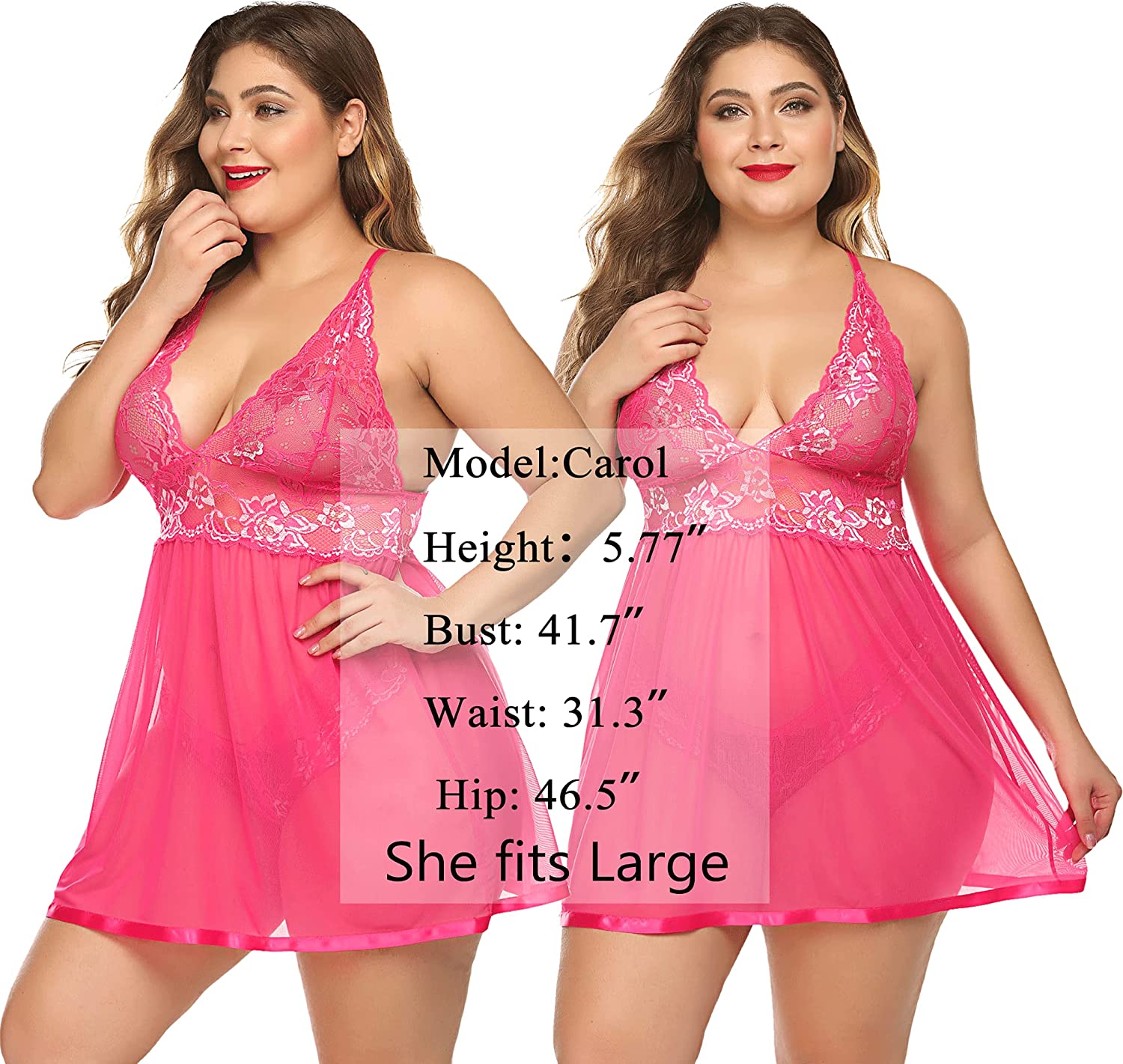 Avidlove Plus Size Lingerie for Mesh Babydoll Chemise Lace Pregnant Boudoir Outfits