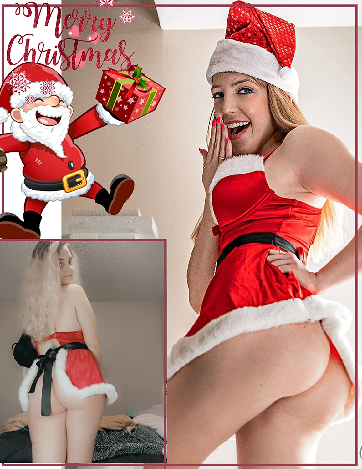 Avidlove Christmas Lingerie Santa Babydolls Chemises Red Velvet Santa Lingerie Sets