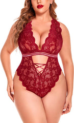 Avidlove Plus Size Lingerie Snap Crotch Teddy Bodysuit One Piece Lace Babydoll 14-24 Plus