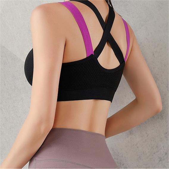 Cross-Strap Back Medium Support Sports Yoga Wireless Bra