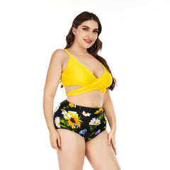 Plus Size printing High Waist Bikini Swimsuit