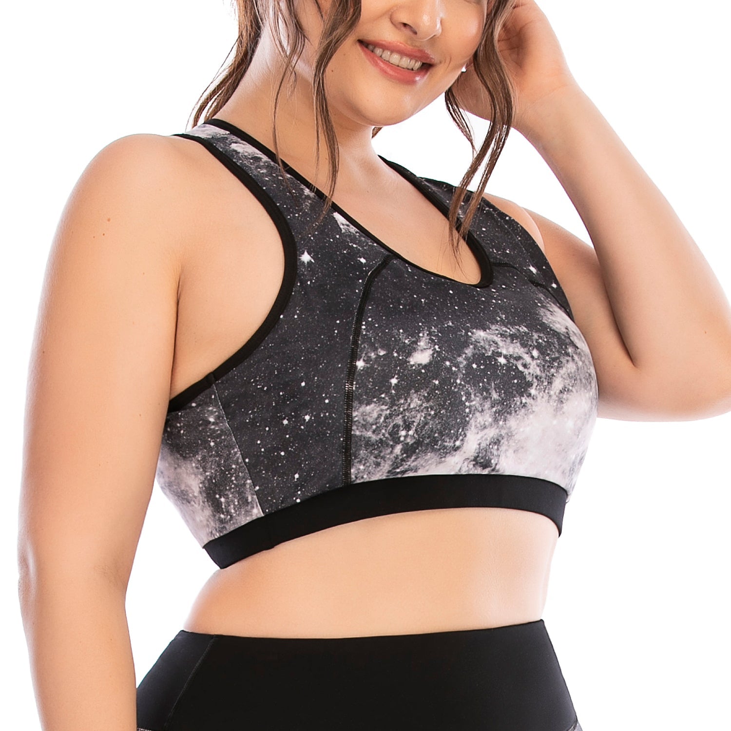 Plus Size High Impact Yoga Tops Printed