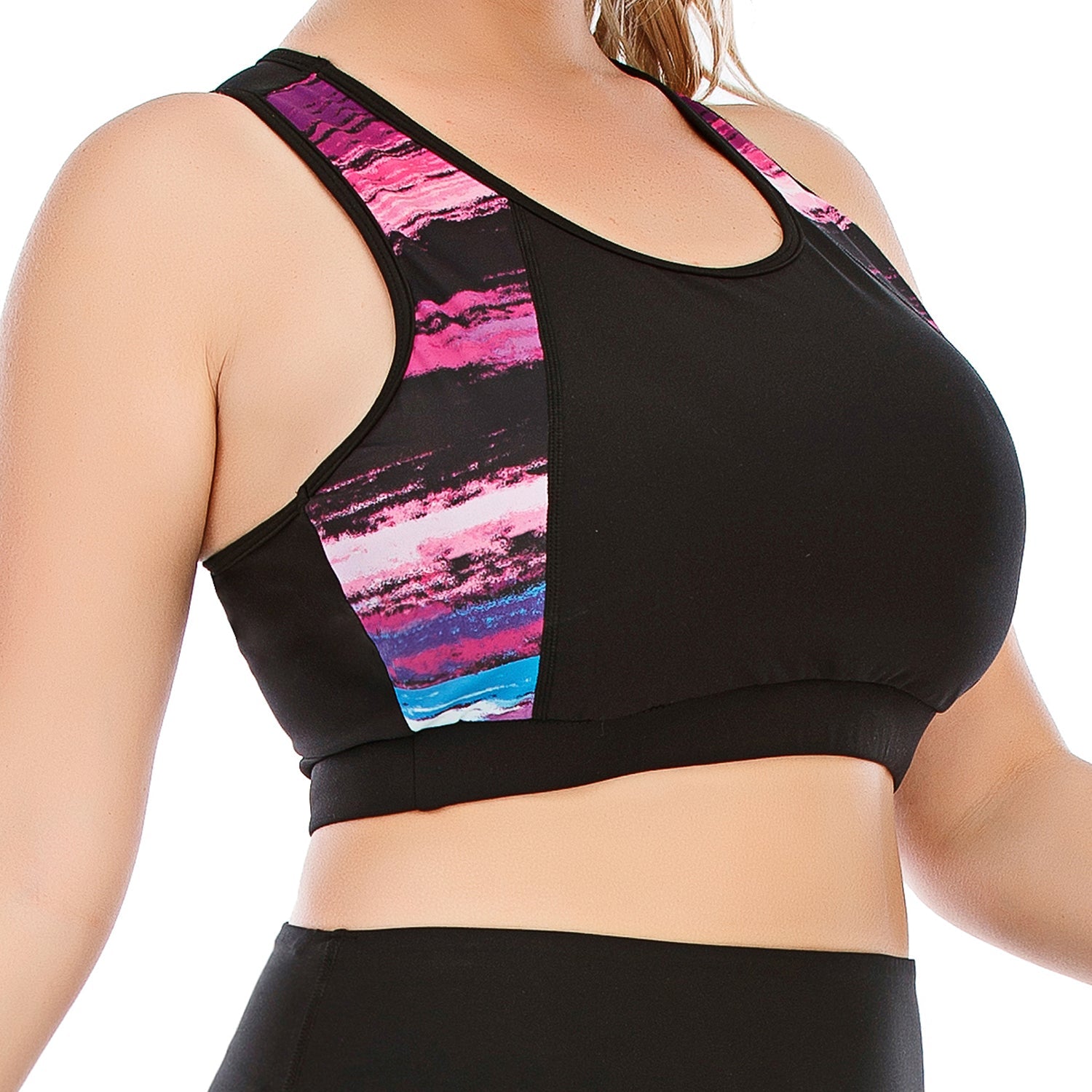 Plus Size Yoga Tops Tank Build in Bra Black Color