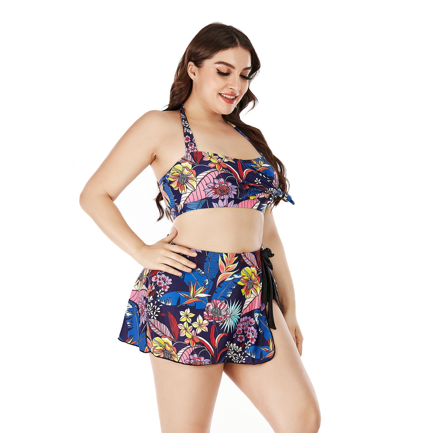 SiySiy Plus Size Swimwear Two Piece Swimsuit Top Apron High Waist Swimwear