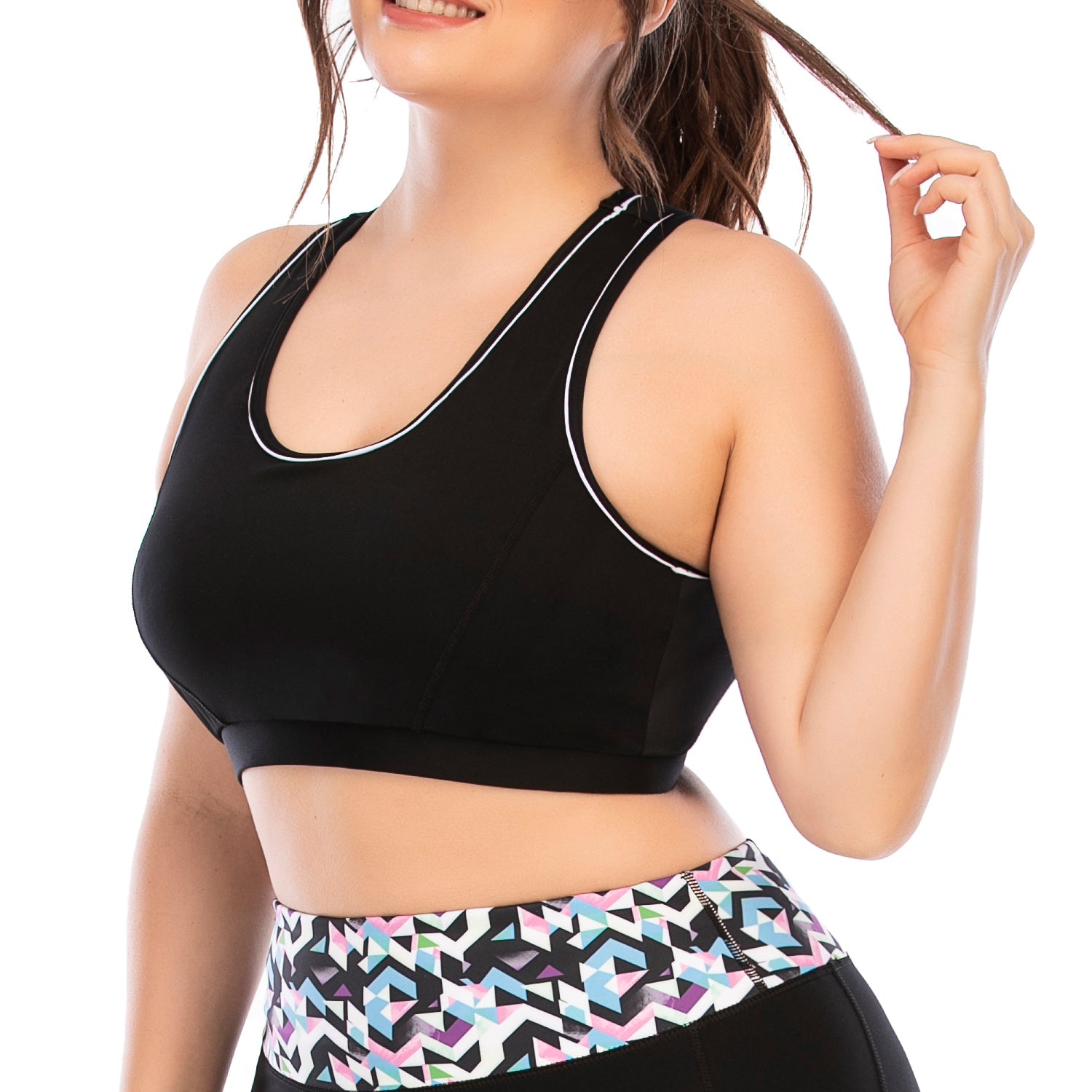 Plus Size Yoga Workout Tops Black Color