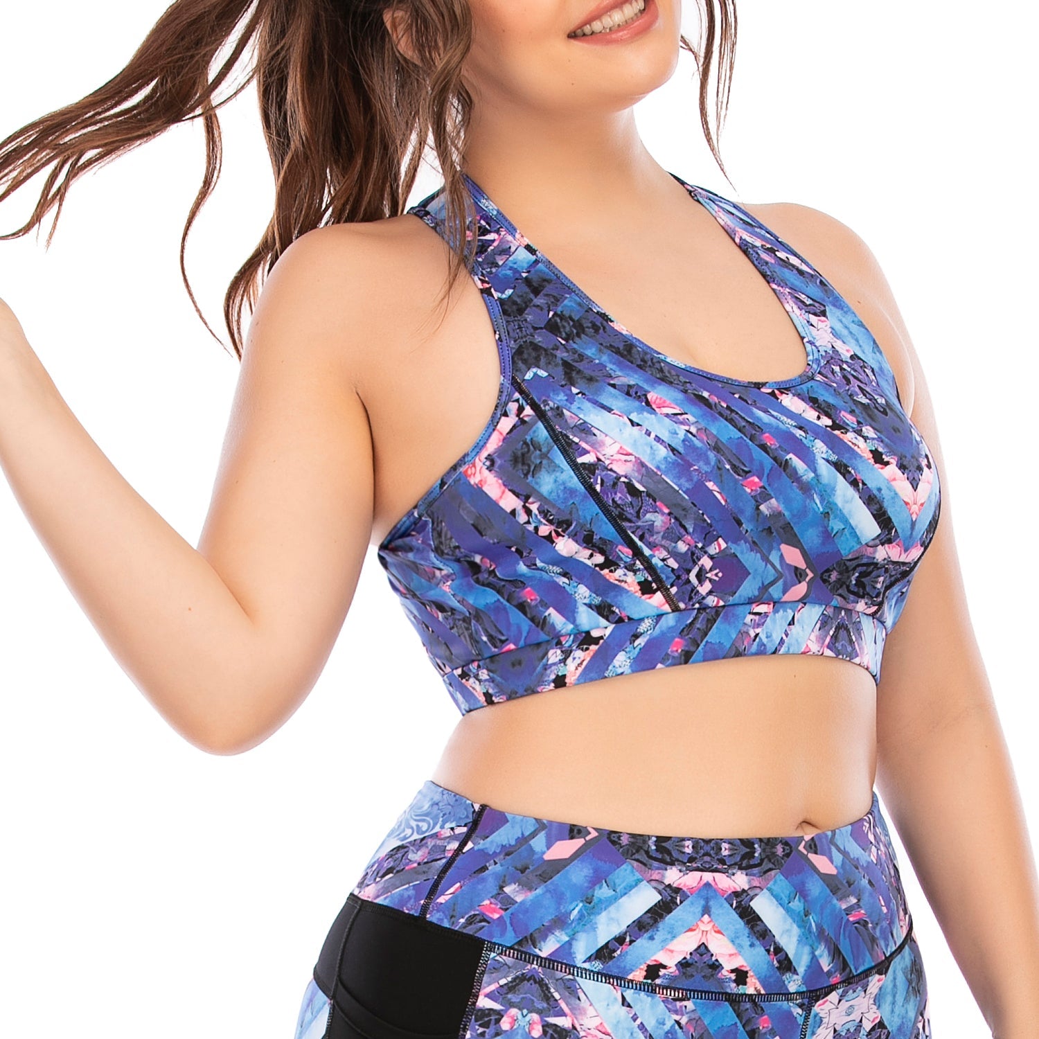 Printed Vivid Color Yoga Tops for Plus Size