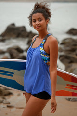 Revneu  Patchwork Sporty Scoop Neck Racerback Tankini