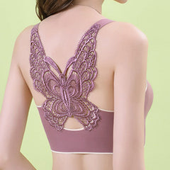 Butterfly Lace Plus Size Wireless Bra Violet