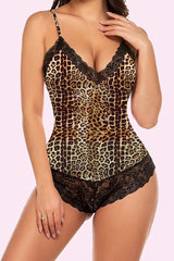 Avidlove Satin Lingerie Bodysuit Teddy One Piece Lace Babydoll Short Pajamas