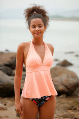 Revneu  Floral Print V Neck Pretty Tankini
