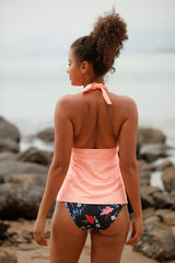 Revneu  Floral Print V Neck Pretty Tankini