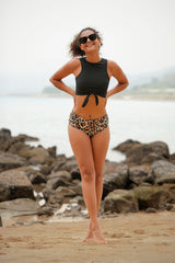 Revneu  Retro Leopard Print Bikini Swimwear