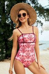 Tribal Print Girly Quilted One Piece Swimwear