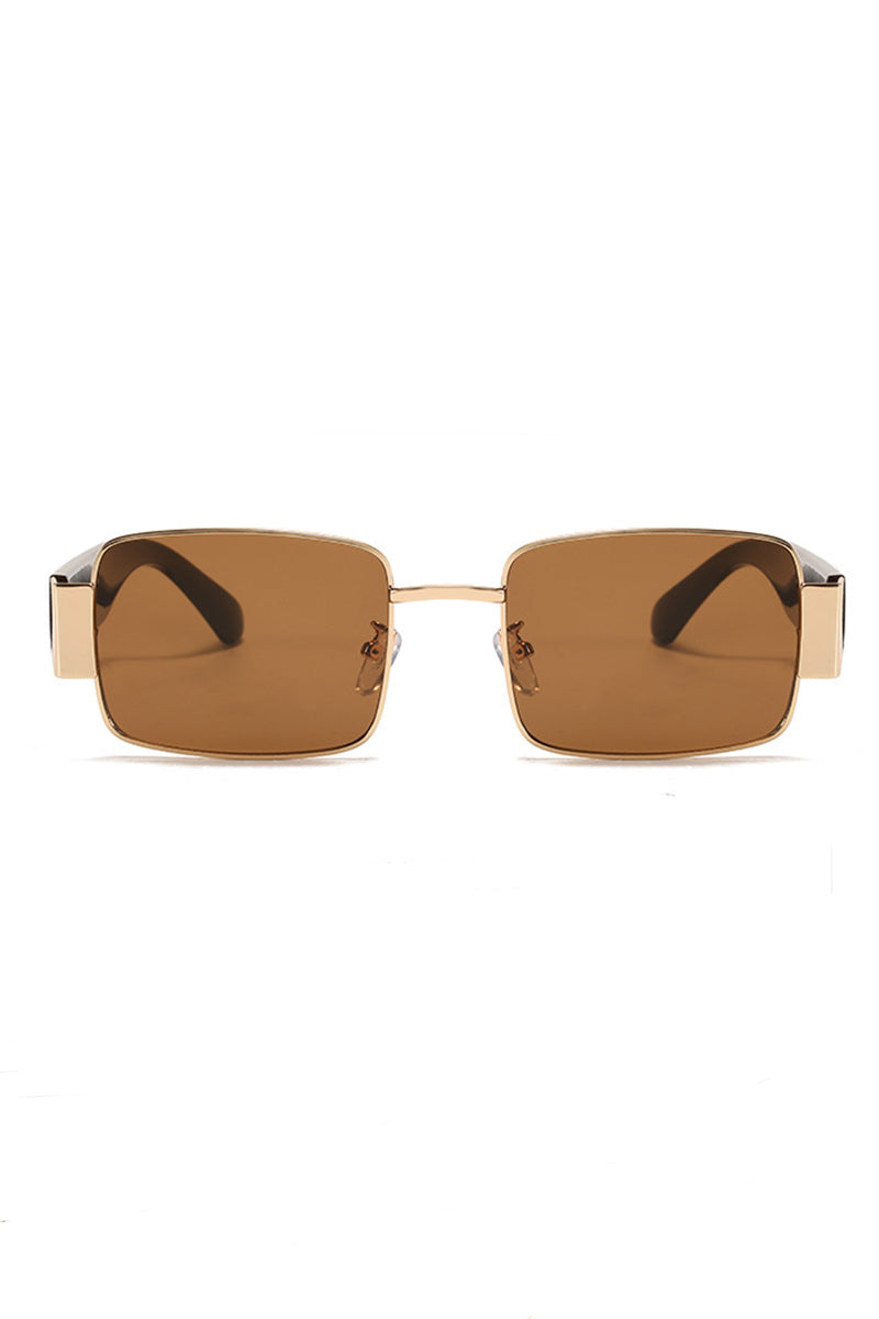 Gold-Rimmed Hippy Square Sunglasses