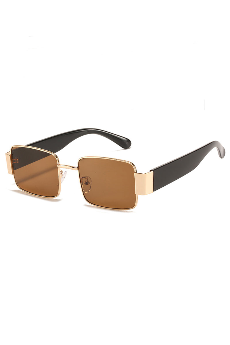 Gold-Rimmed Hippy Square Sunglasses