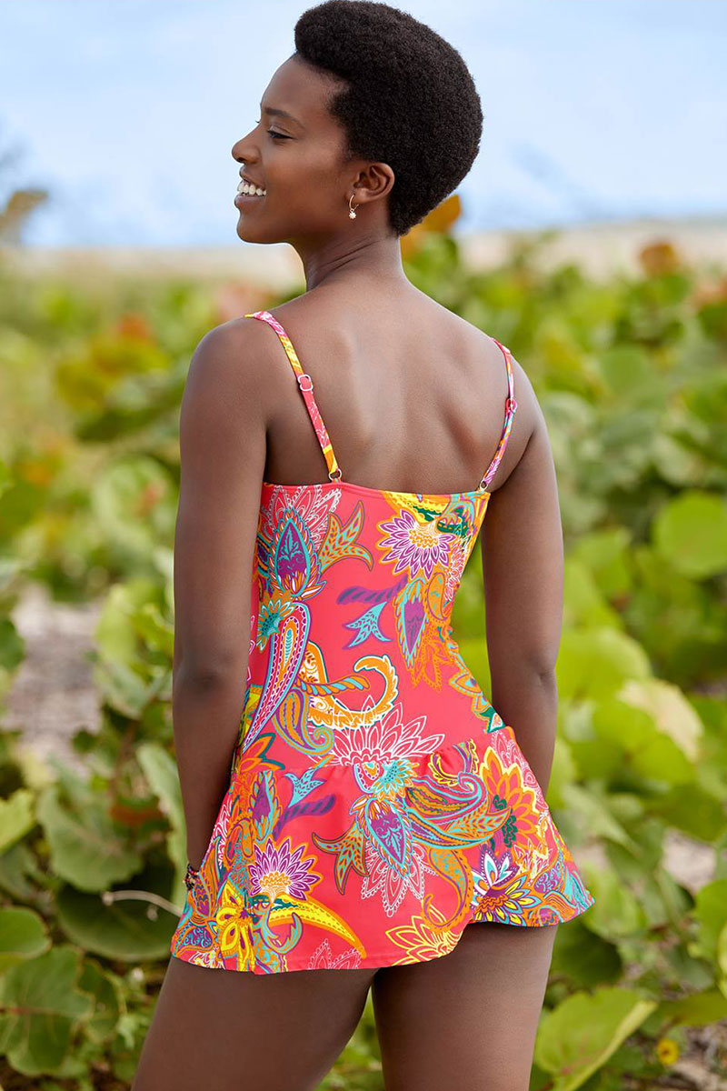 Gradient Bright Draped Tankini Swimdress