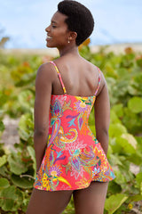 Gradient Bright Draped Tankini Swimdress