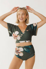Floral Print V Neck Undeniable High Waist Bikini