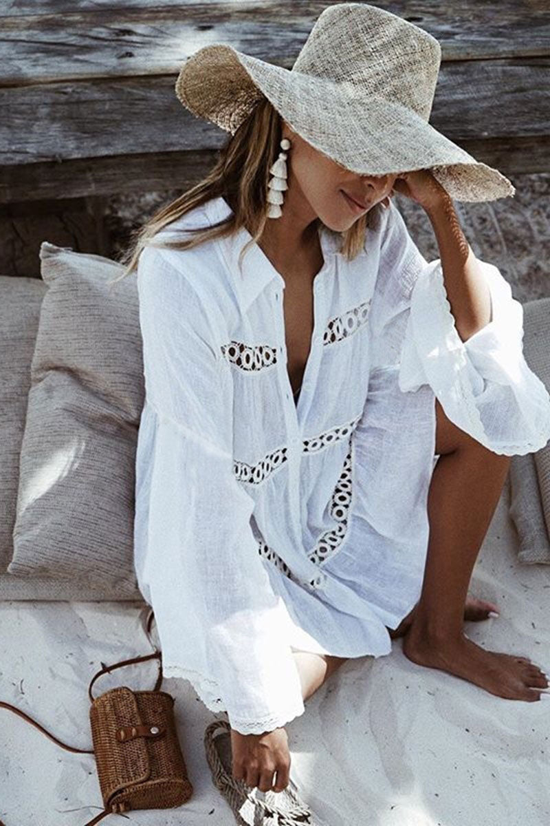 Revneu  White Girly A-Line Beachwear