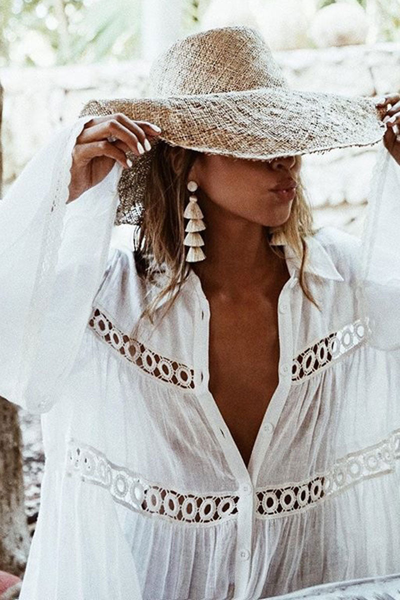 Revneu  White Girly A-Line Beachwear