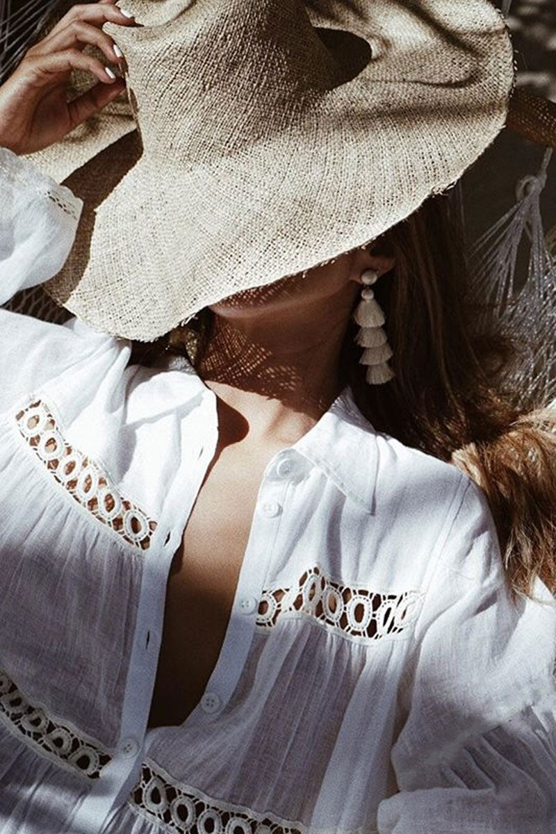 Revneu  White Girly A-Line Beachwear