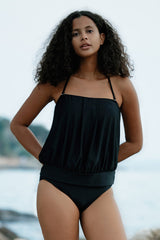 Revneu  Solid Color On-trend Halter Collar Tankini
