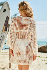 Revneu Apricot Relaxed Hollow-Out Belted Knitted Beachwear