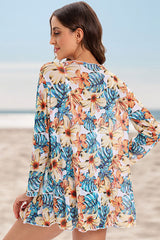Floral Print Tropical Front Wrap Three Pieces